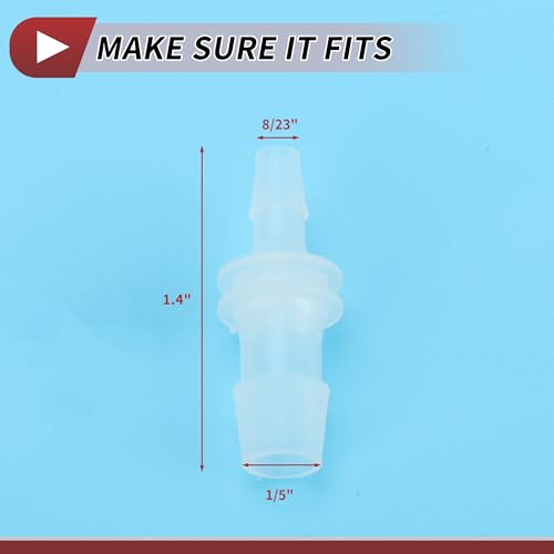 8/23" to 1/5" Hose Barb Fitting Hose Straight Reducing Coupler | 5 Pcs, Plastic, Clear, Fits 8/23" to 1/5" ID Flexible Tube, Barb Reducer Fitting, for Aquarium, Fountain, Drip Irrigation - size: 8/23"-1/5"