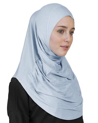Lina & Lily Modal Jersey Muslim Amira Instant Hijab Scarf One Piece Ready-To-Wear - color: Baby Blue
