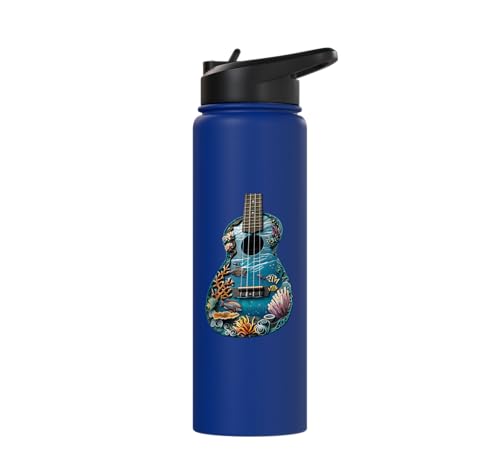 Ukulele Water Stainless Steel Insulated Water Bottle - color: Royal Blue