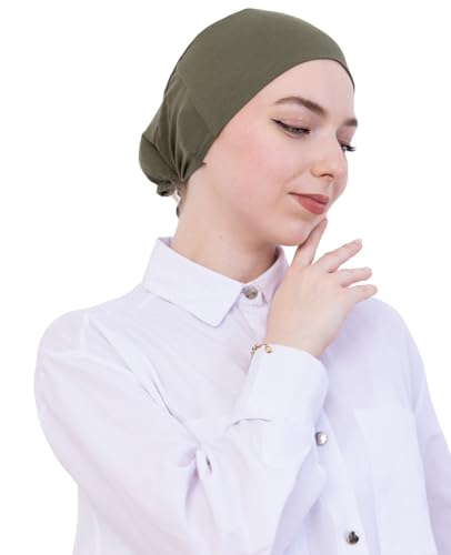 Prien Soft Undercap Hijab for Women, Cotton Islamic Bonnet, Muslim Head Scarf Inner Cap for Prayer Wear, Turban Hat Ramadan - color: Khaki