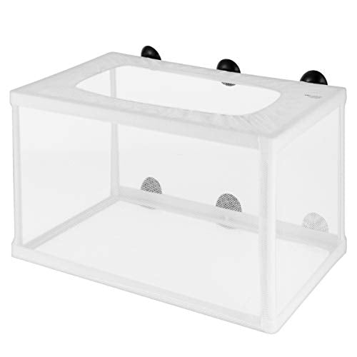 POPETPOP Fish Breeder Net - Fish Nursery for Aquarium-Fish Breeding Net - Hang on Breeder Box,Fish Breeder Box for Hatchery（L | Polyester mesh, Newborn fry and separated fish, Soft-touch design