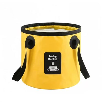 Collapsible Bucket with Handle, Lightweight Folding Water Container, Portable Collapsible Bucket for Fishing, Camping, Hiking, Backpacking, Outdoor Survival, Car Washing Black 20L (20L- Yellow) - size: 20L- Yellow