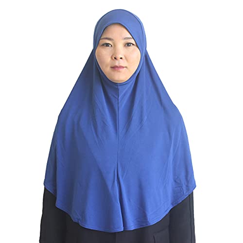 Women's Instant Hijab Muslim Headscarf Prayer Scarf Soft Breathable Stretchy Wrap - color: Blue