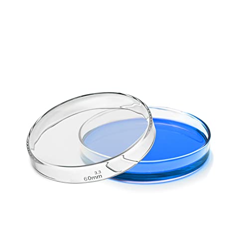 5-Pack 60 mm Borosilicate Glass Petri Dishes with Lids | 2.3 mm Thick, Optically Transparent, Autoclavable, Reusable, Heat-Resistant up to 180°C - size: 5pcs: 60mm