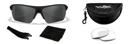 Wiley X Guard Advanced Sunglasses Ballistic Rated ANSI Z87 Safety Glasses Men Women UV Eye Protection Shooting Fishing Biking Sports Matte Black Frames Changeable Smoke Grey Tinted and Clear Lenses