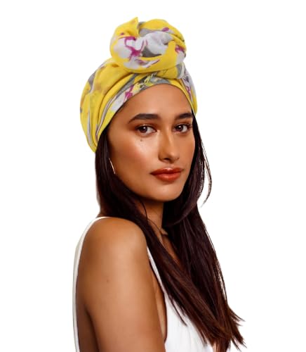 GERINLY Lightweight Scarves Fashion Print Cotton Feel Scarf for Women Shawl - color: Yellow