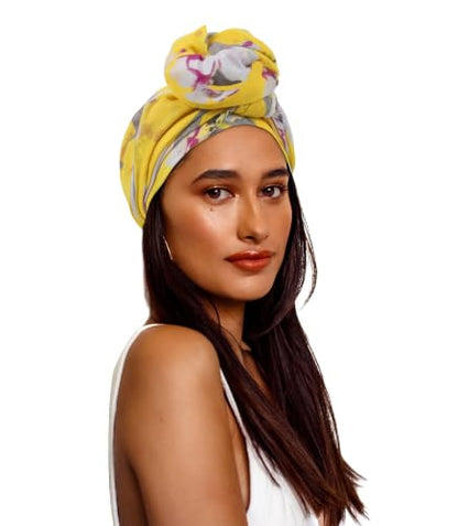 GERINLY Lightweight Scarves Fashion Print Cotton Feel Scarf for Women Shawl - color: Yellow