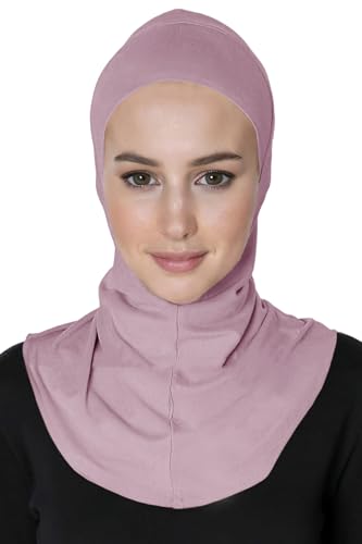 Lina & Lily Modal Jersey Full Coverage Ninja Hijab Undercap with Neck Cover for Muslim Women - color: Dusty Rose