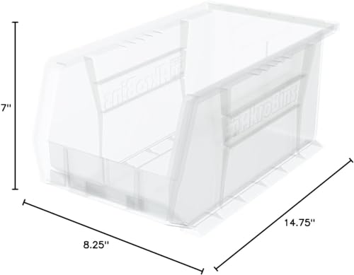 Akro-Mils 30240 AkroBins Plastic Storage Bins, 15"x8"x7", Clear, 12-Pack | Space-Saving Stackable Bins for Garage, Pantry, Craft Organization - color: Clear