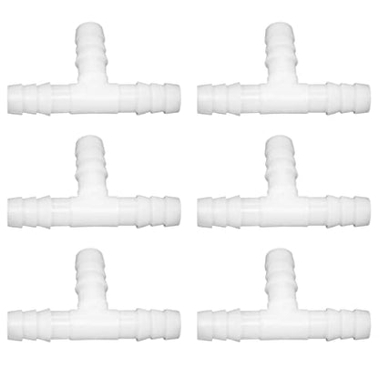 Plastic 3/8" ID Hose Barb Fittings, Equal Barbed Tee Pipe Connectors 3 Way Joint Splicer Mender Union Adapter for Boat Aquarium, Pack of 6 - size: 3/8 Inch