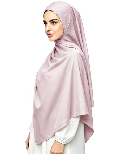 Lina & Lily Luxury Satin Hijab Head Scarf Shawl Wrap for Muslim Women Extra Long - color: Light Mauve
