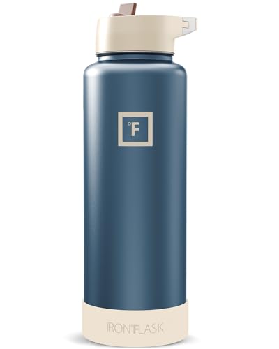 IRON °FLASK 40 oz Wide Mouth Water Bottle with Straw - color: Desert Oasis, style: Straw - 40 Oz (1 Lid)