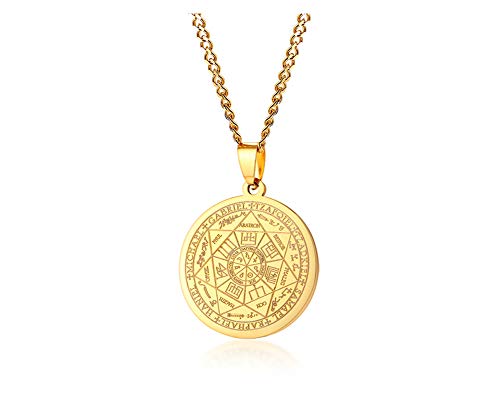 VNOX Seals of The Seven Archangels Pendant/Metatron’s Cub/Saint Michael Statement Necklace Talisman Pendant Amulet Jewelry - color: 1.Seals of The Seven Archangels-Gold