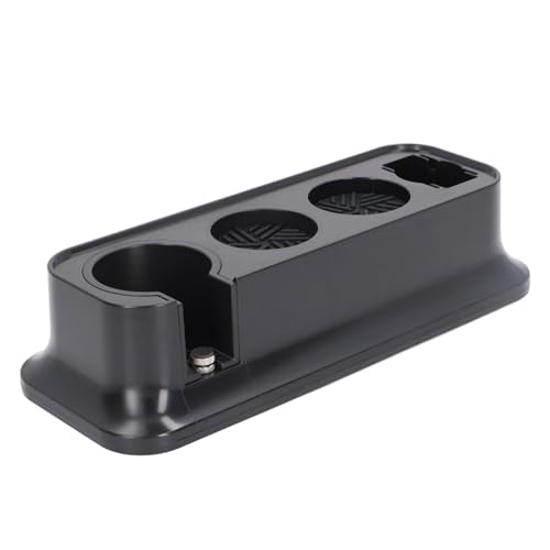 Aramox Coffee Tampering Station, ABS Material, Non Slip Silicone Mat, 51mm 53mm 58mm, Durable, with Small Accessories Storage Tank, for Desktop Protection (Black)
