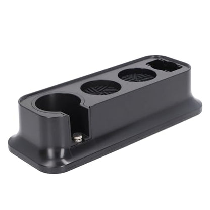 Aramox Coffee Tampering Station, ABS Material, Non Slip Silicone Mat, 51mm 53mm 58mm, Durable, with Small Accessories Storage Tank, for Desktop Protection (Black)