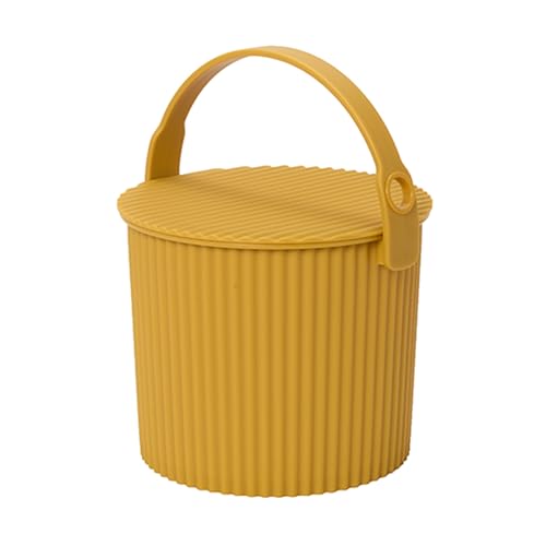 Hachiman Mini Bucket, 1.1 Gallon Heavy Duty Bucket with Lid & Handle | Hands-Free Filling, Easy to Stack and Store, Indoor Outdoor Use - color: Mustard, size: Mini