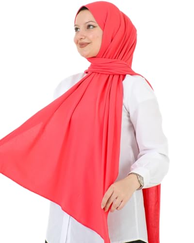 Prien Hijab for Women Viscose Scarf Lightweight Muslim Hijabs Long Shawl Islamic Scarves Turkey Silk Headscarf for Womens - color: Brink Pink