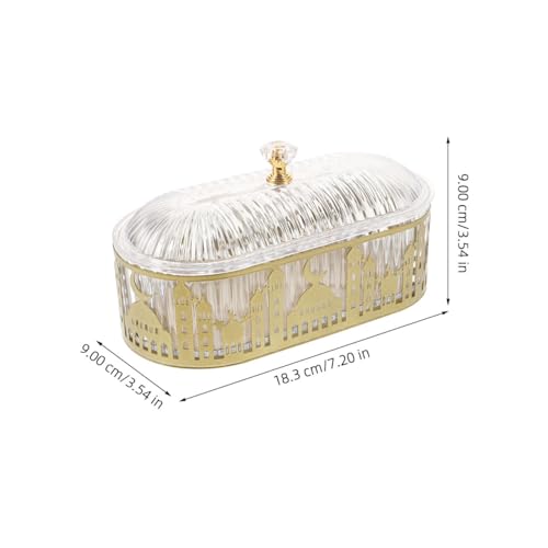 Ramadan Tray with Lid Iron Multi-Layer Snack Serving Tray Small Butter Dish Kitchen Tabletop Decor 7.20X3.54X3.54 Inch
