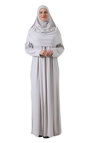 ihvan online Muslim Dresses for Women, Prayer Dress, Islamic Abaya with Hijab, One-Piece Long Sleeve Muslim Dress - color: Stone