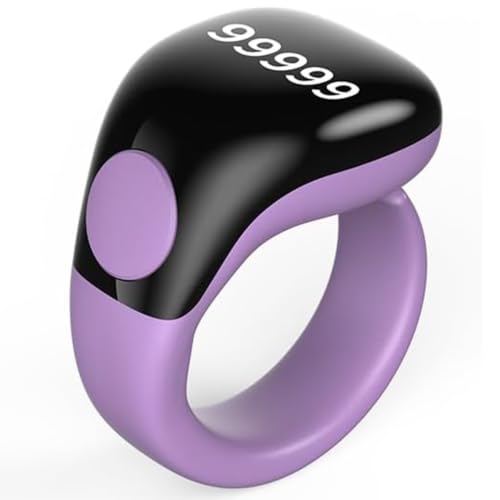 Smart Tasbih Zikr Ring,Adjustable(18/20/22mm) Muslim Digital Azan Alarm Clock Counter,APP Support Digital Counter Prayer Reminder Rings, Waterproof 5 Digit Finger Counter for Muslims(Purple) - color: Purple