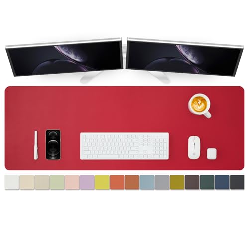 Large Desk Mat - 47.2"x 17" Non-Slip PU Desk Pad for Office and Home - Ideal for Large Mouse Pad and Desk Mats on Top of Desks(Rose Red) - color: Rose Red, size: 47.2" x 17"