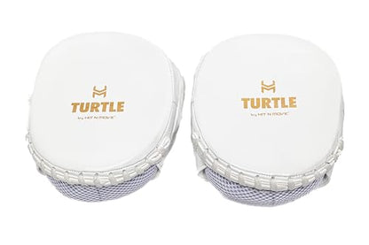 HIT N MOVE Curved Micro Turtle Boxing Mitts | Punching Pads | Sparring Gear for Boxing, MMA, Kickboxing, Muay Thai, Martial Arts Training Equipment, Genuine Leather, High-Performance Mitts - color: White