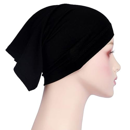 2 Pcs Women Hijab Undercaps Under Scarf Hijab Cap Solid Color Stretch Under Caps Inner Under Scarf Hat Beige - color: Beige