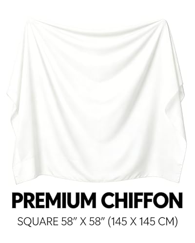 Lina & Lily Premium Chiffon Hijab Head Scarf Shawl Wrap for Muslim Women Square 58'' x 58'' - color: Ivory White