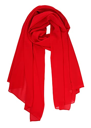 YOUR SMILE for Women Lightweight Breathable Solid Color Soft Chiffon Long Fashion Scarves Sun-proof Shawls Wrap - color: Red