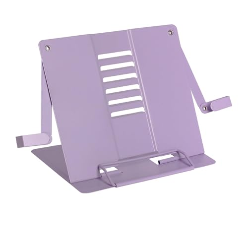 Metal Book Holder Stand for Reading with Adjustable Clips - Purple - color: Purple