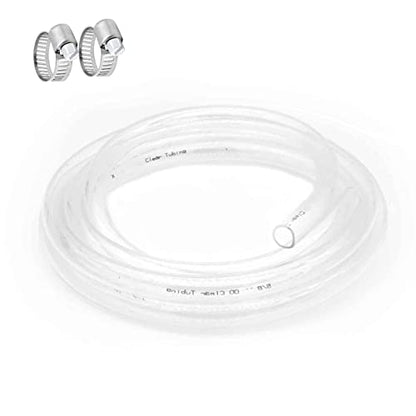 Clear Vinyl Tubing 5/8" ID × 13/16" OD -25 Ft 60PSI | Flexible Plastic Tube,BPA Free Non-Toxic, Multipurpose Hybrid Clear Reinforced Tubing with 2 Screw Clamps - size: 5/8'', style: 25 feet