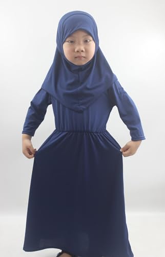 Girls Kids 2 Pcs Muslim Abaya Prayer Dress with Hijab Islamic Headscarf for Girl Robe Ramadan Eid Clothes