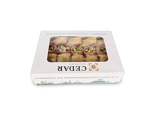 Cedar Pastries 19 Piece Baklava Assortment – Mediterranean Dessert Gift Box – Pistachio, Cashew & Walnut Phyllo Pastries – Gourmet Middle Eastern Sweets – Kosher & Halal Certified - size: 16 Ounce (Pack of 1)
