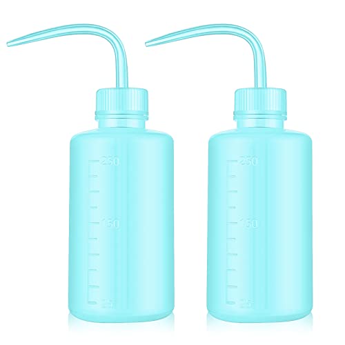 Economy Plastic Squeeze Washing Cleaning Bottle, 2pcs 250ml/8oz, Narrow Mouth, Green - color: Green