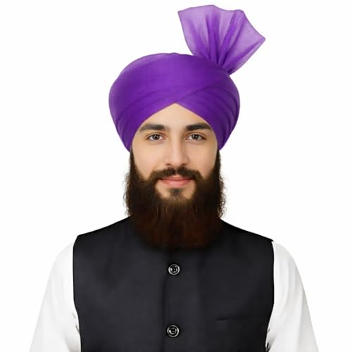 Turban For Men (156 Inches) Long Cloth – Muslim, Sikh, Punjabi Headwrap | For Prayer, Festivals & Special Occasions - color: Violet