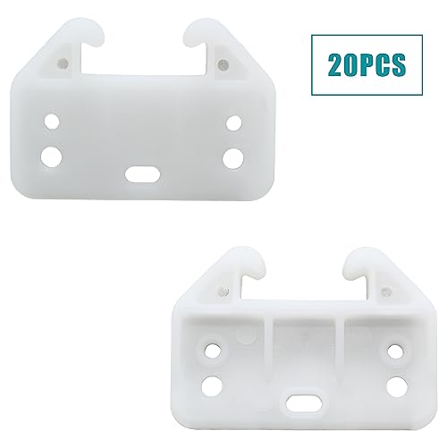 Litoexpe 20 Pieces White Plastic Drawer Guides with Screws, 60×41×28mm | Rear Drawer Replacement Guides Brackets, Smooth Glide Track, Includes Mounting Screws, for Dressers, Wardrobes - size: 60×41×28mm - 20 Pcs