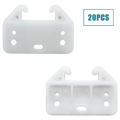 Litoexpe 20 Pieces White Plastic Drawer Guides with Screws, 60×41×28mm | Rear Drawer Replacement Guides Brackets, Smooth Glide Track, Includes Mounting Screws, for Dressers, Wardrobes - size: 60×41×28mm - 20 Pcs