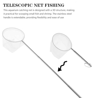 SOLUSTRE Fine Mesh Fish and Shrimp Net with Telescopic Stainless Steel Handle 3D Small Fish Tank Net for Aquarium and Brine Shrimp Catching