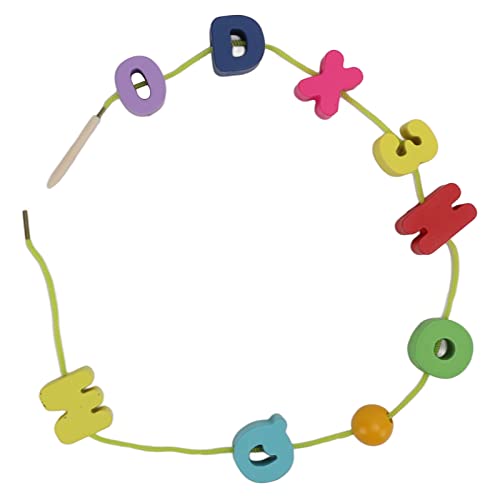 Wooden Rainbow Threading Letters Numbers Toy, 51Pcs Alphabet Lacing Beads for Kids Stringing Teachers Motor Skills Multi Color craftwood