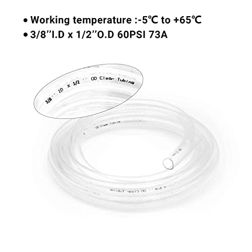 3/8’’ ID × 1/2’’ OD - 10 ft Clear Plastic Vinyl Tubing,Flexible PVC Hose Lightweight Non-Toxic vinyl Tube for Transfer Water Air Oil - size: 3/8'', style: 10 feet