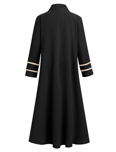 IDOPIP Muslim Dress for Girls Islamic Prayer Abaya Long Sleeve Cardigan Kaftan Robe Dresses with Hijab Ramadan Dubai Outfits - color: Black, size: 9-10 Years