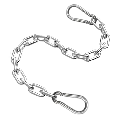 Heavy Duty Stainless Steel Chain, Hanging Safety Link Chain Fitness Chain Weight Lifting Chains with Carabiners for Home Gym Hammock Swing Hanging Chair Punching Bags - color: 1 Stainless Steel Chain + 2 Carabiners