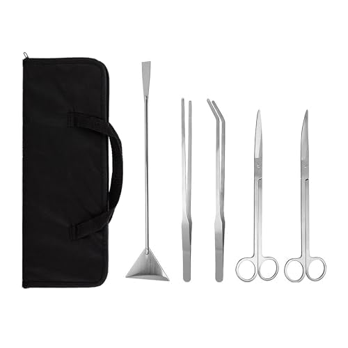Aquascaping Tools 5 in 1 Kit Aquarium Scissors Plant Tools Curved & Straight Scissor Tweezers Spatula Stainless Steel Anti Rust Aquascape Tools for Fish Tank