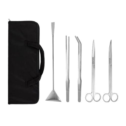 Aquascaping Tools 5 in 1 Kit Aquarium Scissors Plant Tools Curved & Straight Scissor Tweezers Spatula Stainless Steel Anti Rust Aquascape Tools for Fish Tank