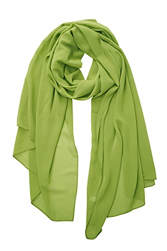 YOUR SMILE for Women Lightweight Breathable Solid Color Soft Chiffon Long Fashion Scarves Sun-proof Shawls Wrap - color: Grass Green