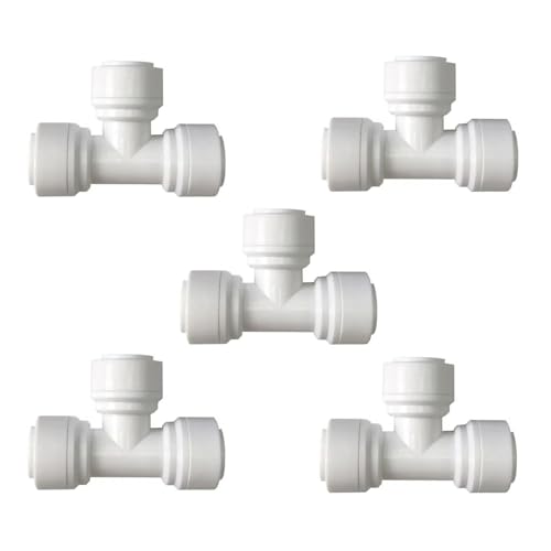 3/8 inch Tee Connector Push to Connect Fittings Plastic Quick Fitting for water purification&RO System (5, 3/8" Tube O.D.X3/8" Tube O.D.X 3/8" Tube O.D.) - style: 3/8 inch T connect(5)