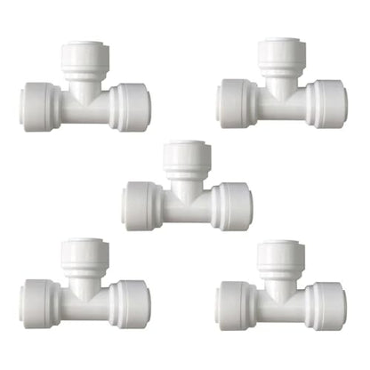 3/8 inch Tee Connector Push to Connect Fittings Plastic Quick Fitting for water purification&RO System (5, 3/8" Tube O.D.X3/8" Tube O.D.X 3/8" Tube O.D.) - style: 3/8 inch T connect(5)