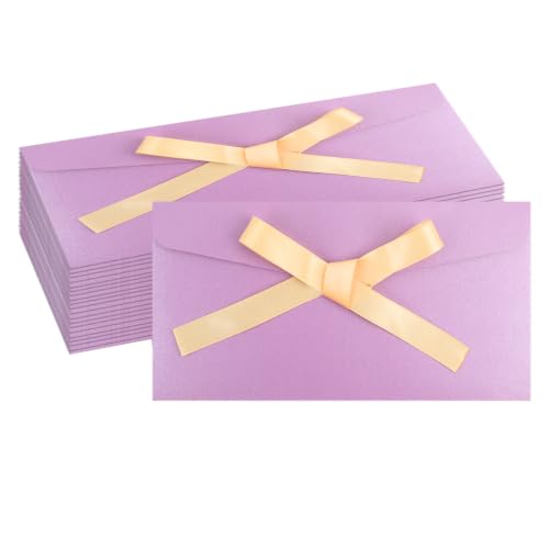 20 Pack Gift Card Envelopeswith Bow Tie Closure 8.66 x 4.33 Inch - color: Purple
