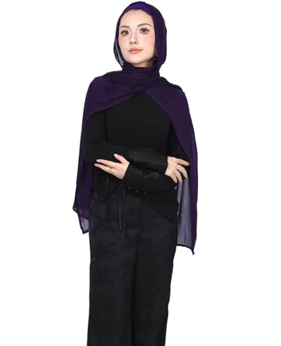 Modal Cotton Hijab Scarf for Women with Undercap Set - color: Deep Purple