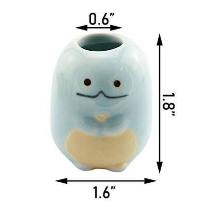 Tegg Mini Toothbrush Holder 4PCS Cute Animal Ceramic Mini Tooth Brush Holder Stand Bathroom Multipurpose Storage Organizer Cotton Swabs Holder